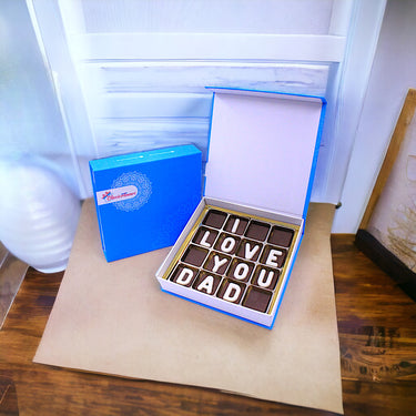 Express Your Love With Your Father Customized Chocolate Box, 250g Plain Milk Chocolate, White Chocolate Letters